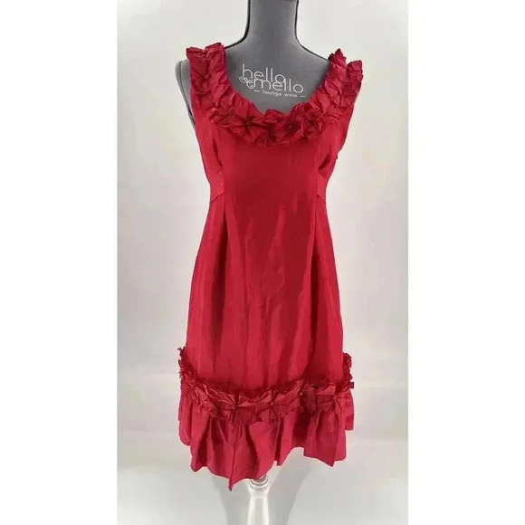 Yoana Baraschi Dress Size 4 100% Silk Pink Cocktail Flower Adorned Sheath Dress - Picture 1 of 16